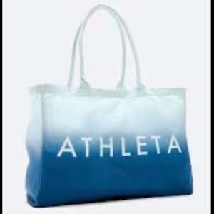 Like new! Athleta Beach Bag Gym Bag Tote Blue Ombre White Canvas Shopping Bag
